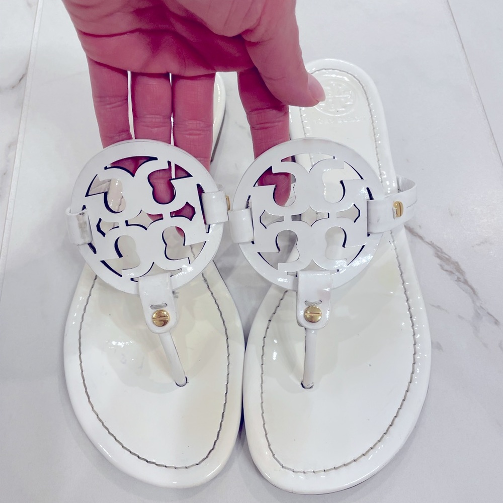 White Patent Leather Tory Burch Sandals